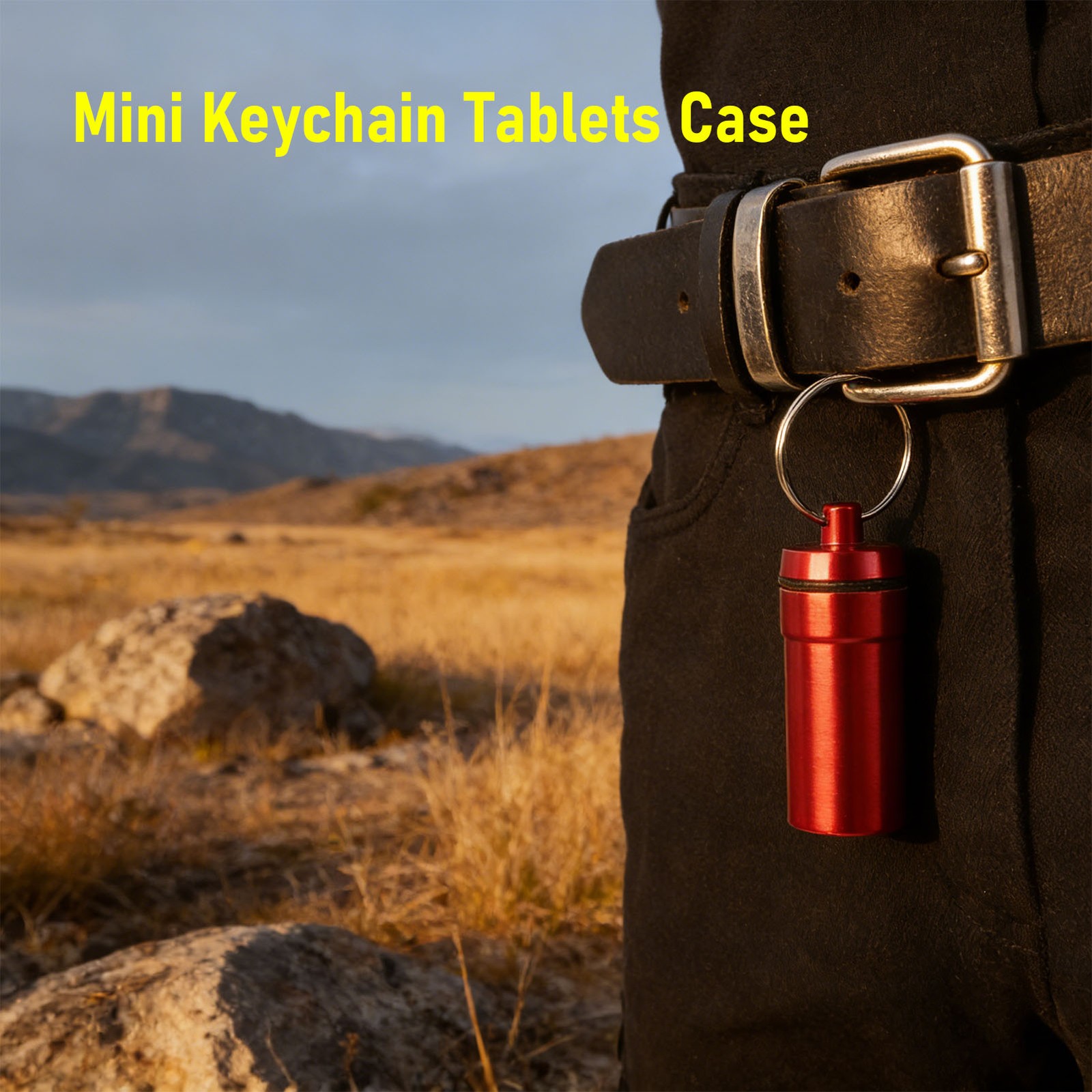 5pcs Mini Keychain Tablets Case Water Proof Outdoor Tablets Container Red