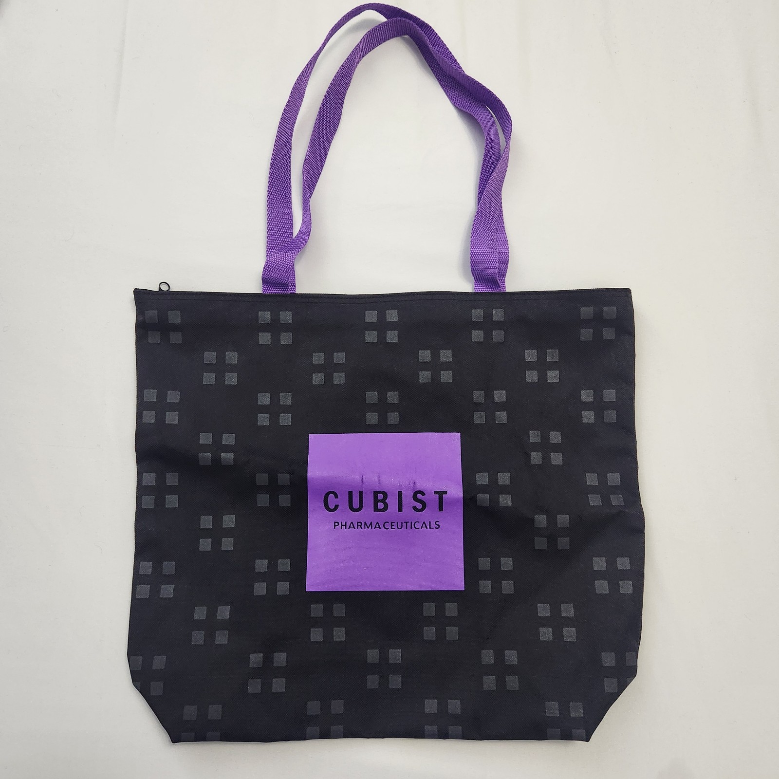 Large Tote Bag Cubist Pharmaceuticals Drug Rep Swag Black Purple