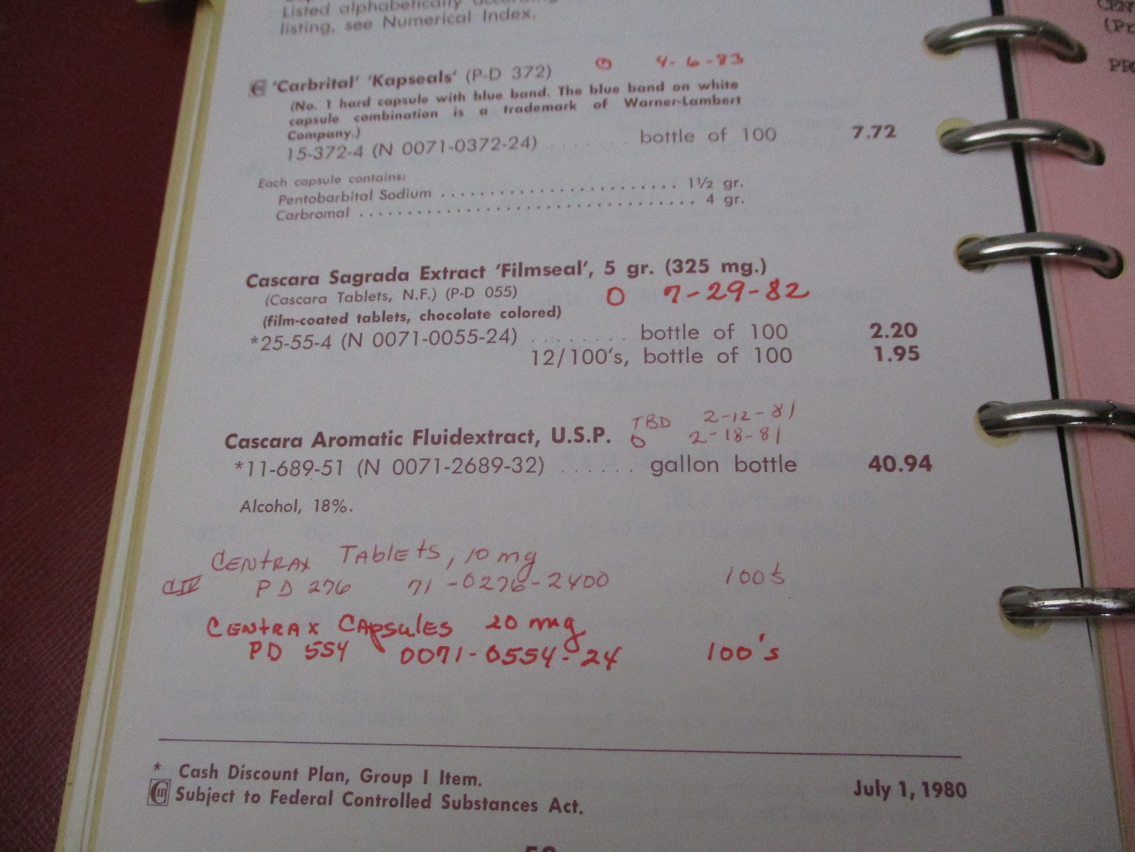 Vintage 1987 Parke Davis Price List Book Binder Pharmacy Chemist Drugs