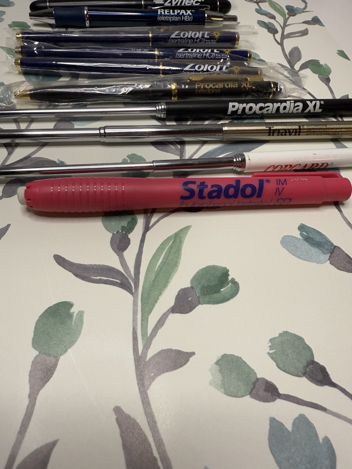 Lot of 12 Pharmaceutical Metal Pens Eraser Extendable Pointers Drug Rep Promo