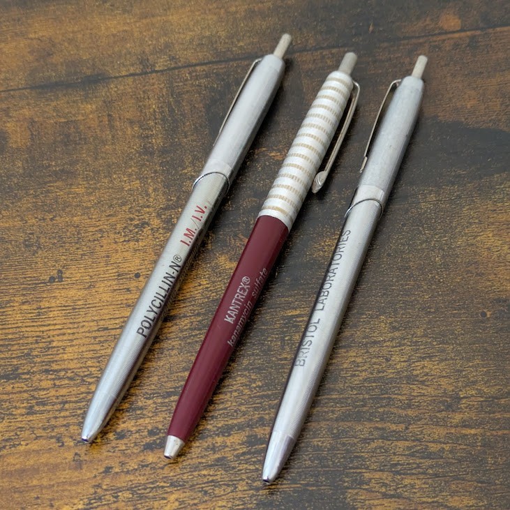 VTG Pharma Advertising Pens Lot 3 Bristol Labs Drug Rep Promo Collectible