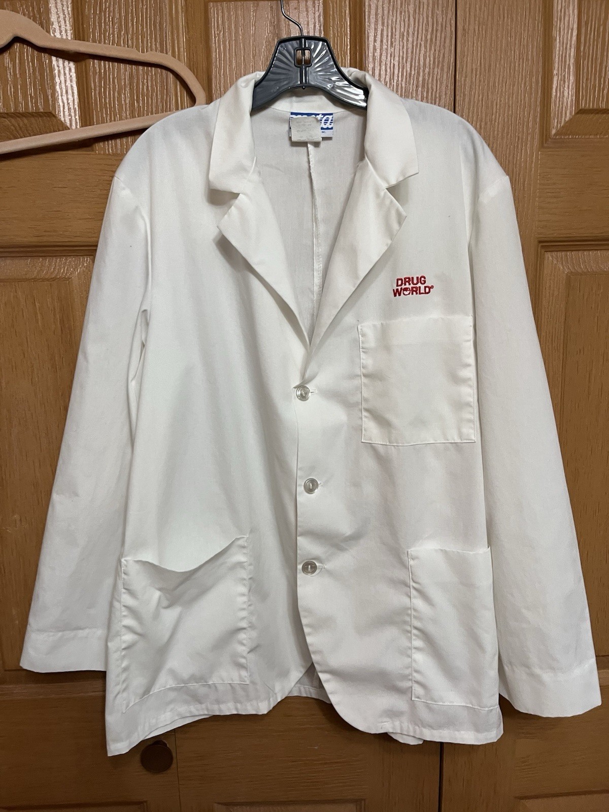 Vtg Drug World Pharmacy Lab Coat Sz 44 Metcal Ottenheimer USA 1970s Halloween
