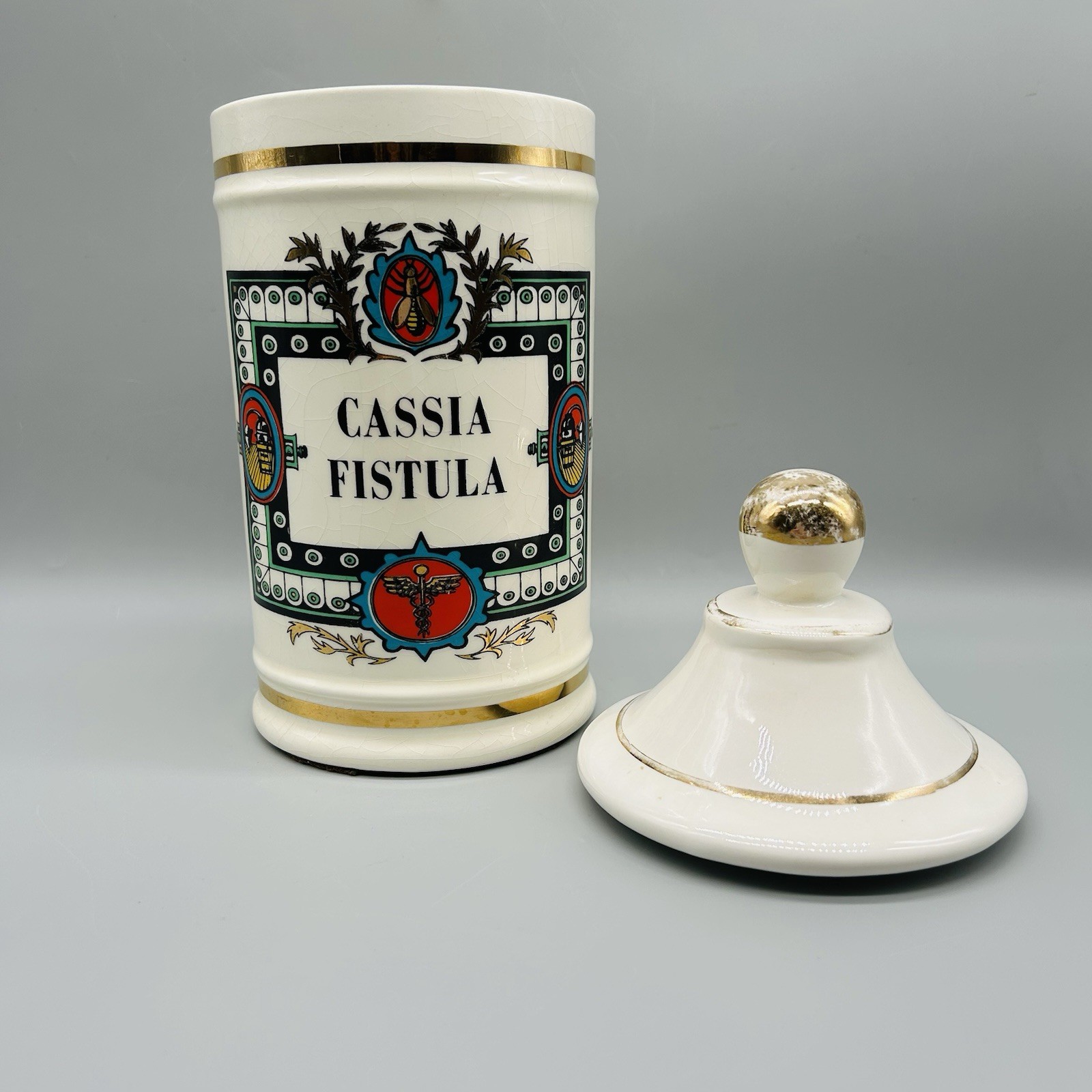 Vintage Cassia Fistula Lidded Ceramic Apothecary Jar Jeanne Robinette California