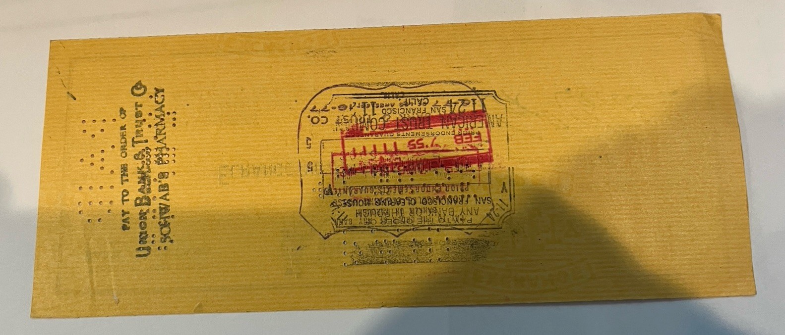 El Rancho Vegas Canceled Check To Schwab’s Pharmacy 1955 Los Angles California