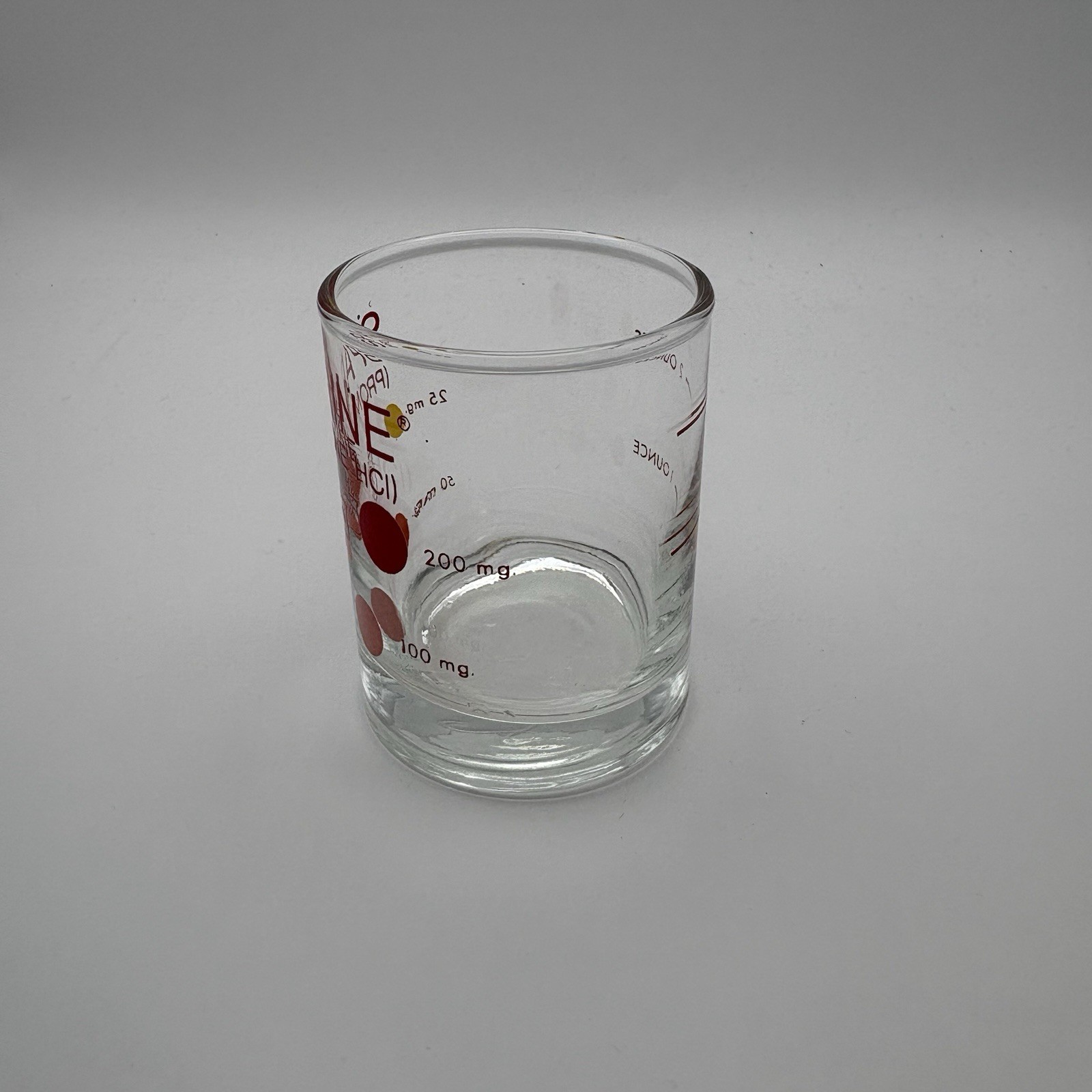 Vintage Sparine Dosing Shot Glass Measuring Cup Red Dots 2 oz
