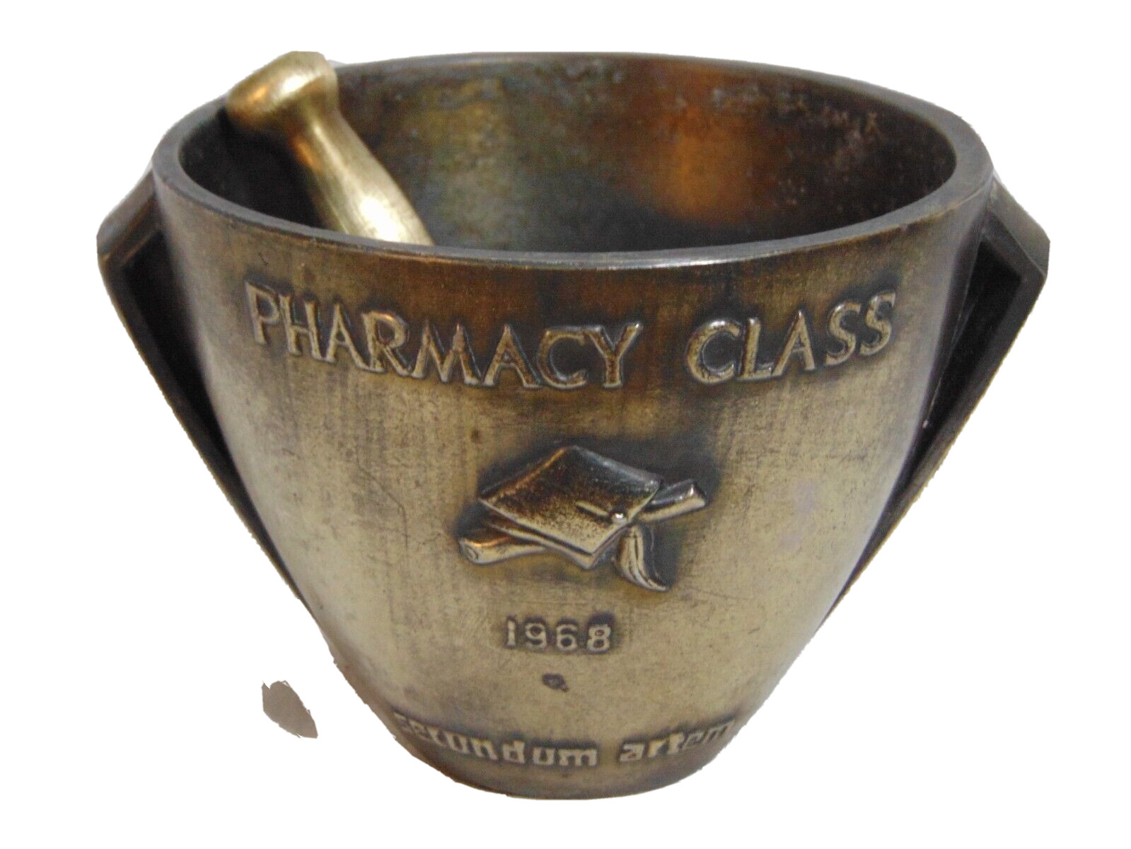 Mortar And Pestle Schering Pharmaceutical Class 1968 Vtg Brass Apothecary 4″