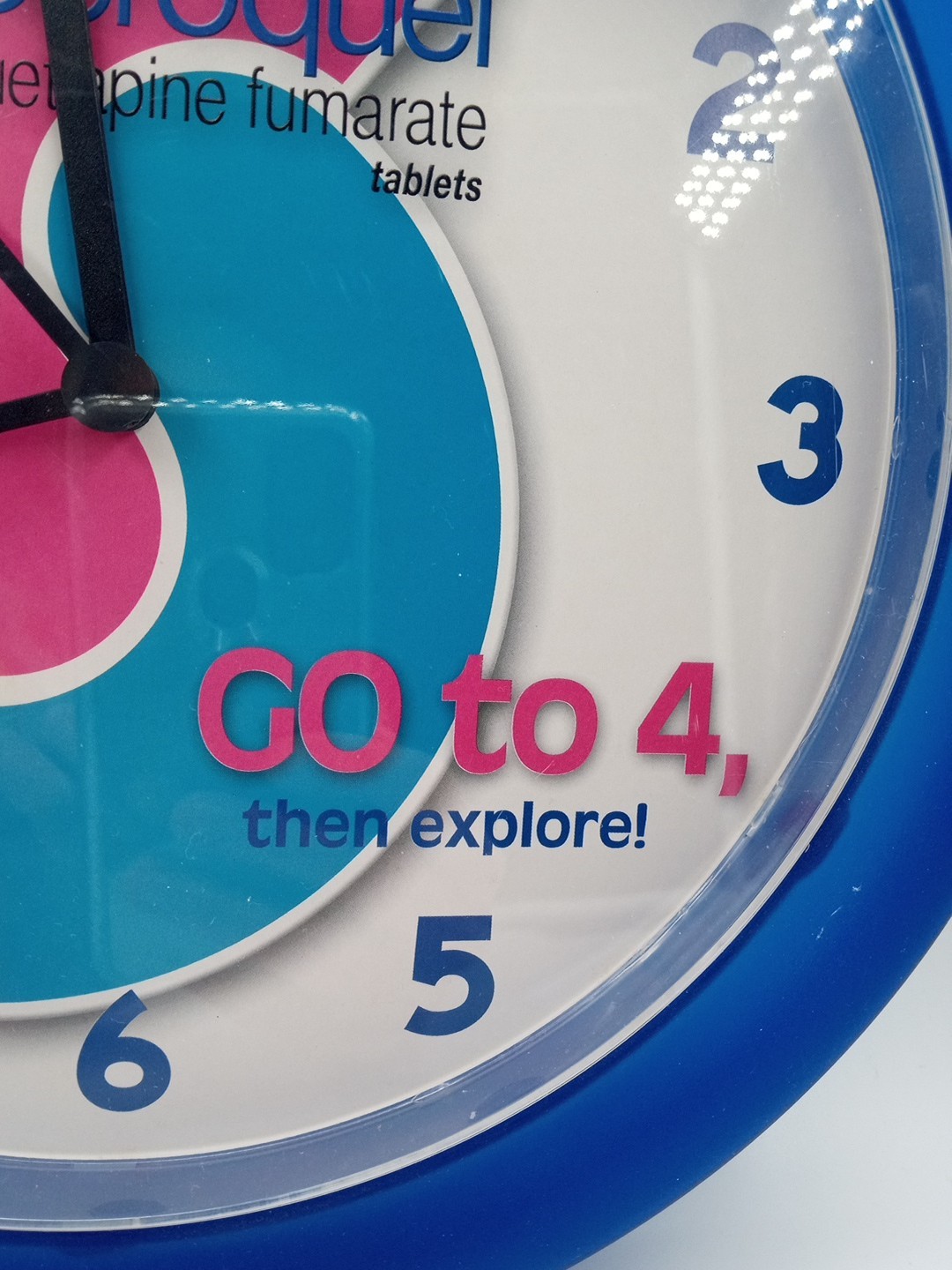 Seroquel Pharmaceutical Rep Office Clock Royal Blue Pink 12 Inch Diameter