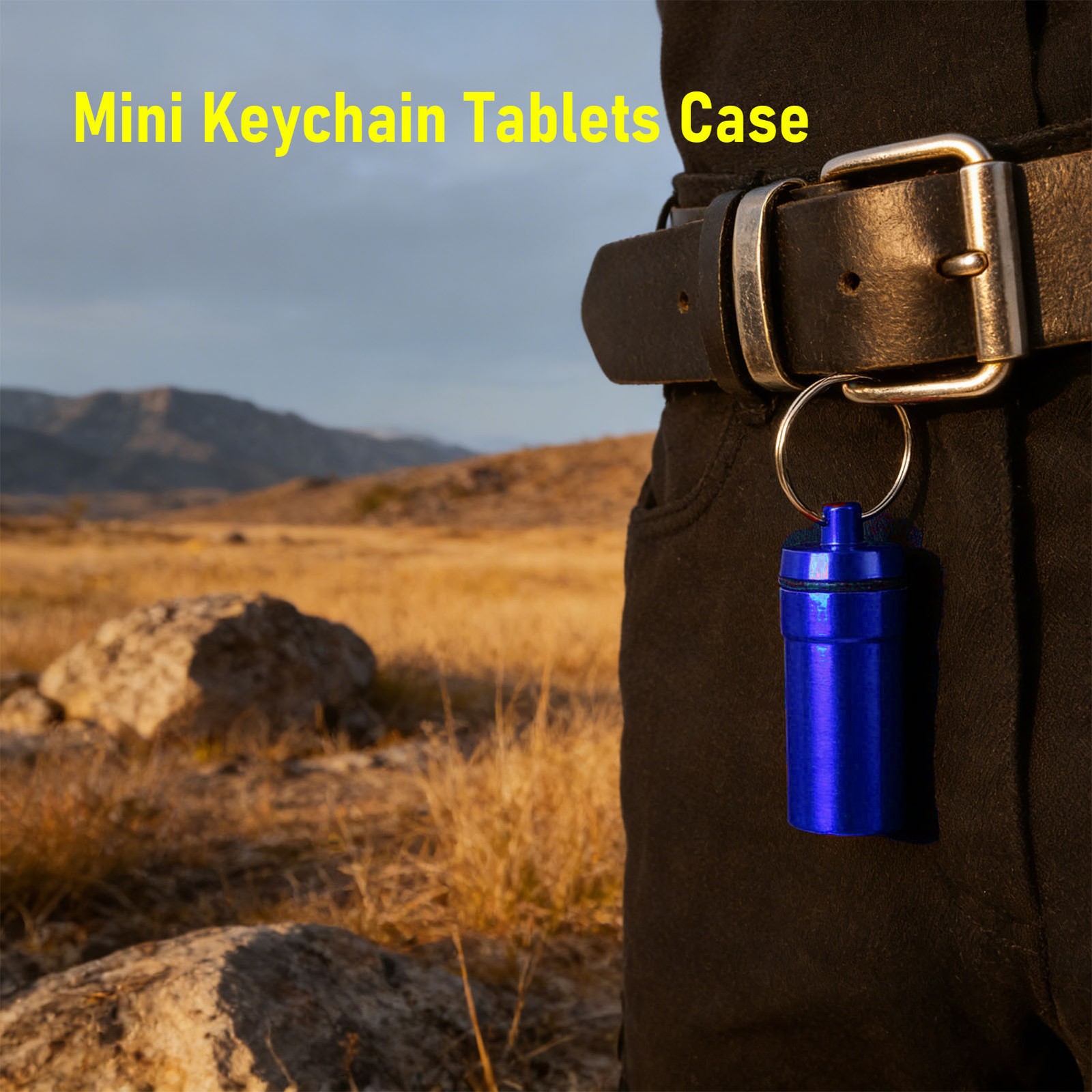 2-5pcs Mini Keychain Tablets Case Water Proof Outdoor Tablets Container Blue