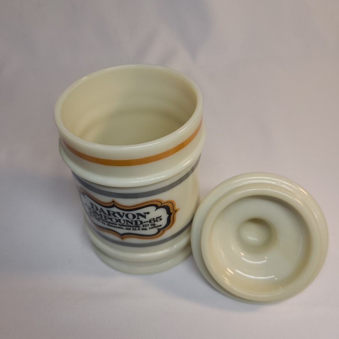 Vintage Darvon Compound 65 Apothecary Pharmaceutical Glass Jar w/ Lid