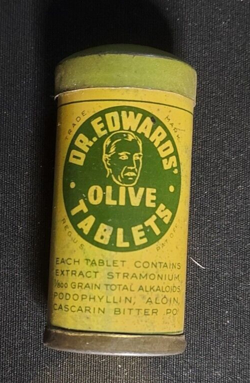 Old Empty Medicine Tin Dr. Edward’s Olive Tablets Laxative Columbus Ohio