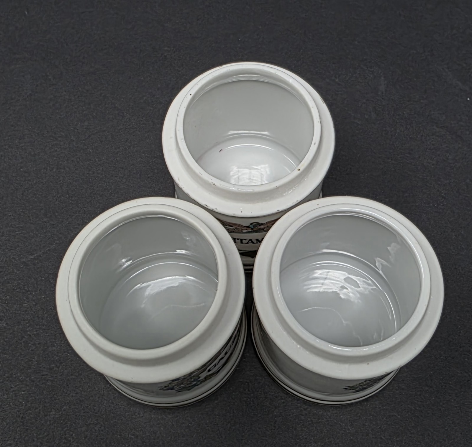 Vintage Porcelain Apothecary Medicine Jar Set Salts Cologne Gauze Perioxide