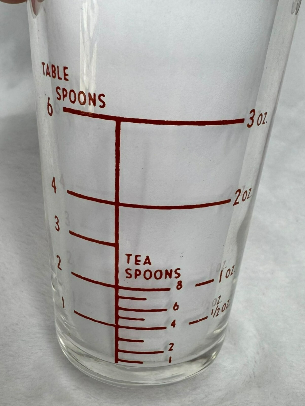 Vintage Massengill Co. Livitamin Liquid Capsules Measuring Glass 3 Oz Clear Red