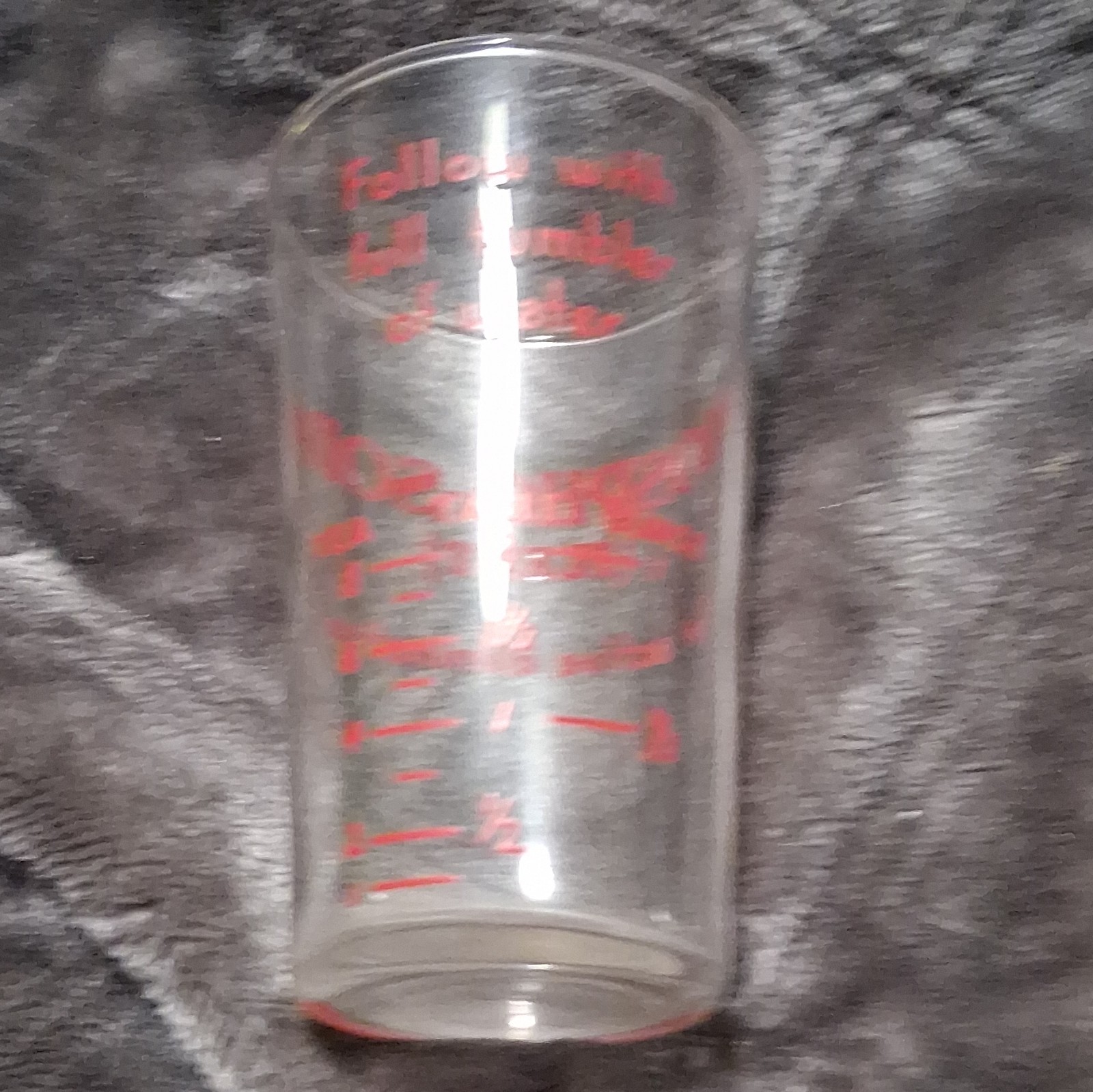 Fleet Phospho-Soda Glass Dosage Measuring Medicine Cup, Red Lettering Markings