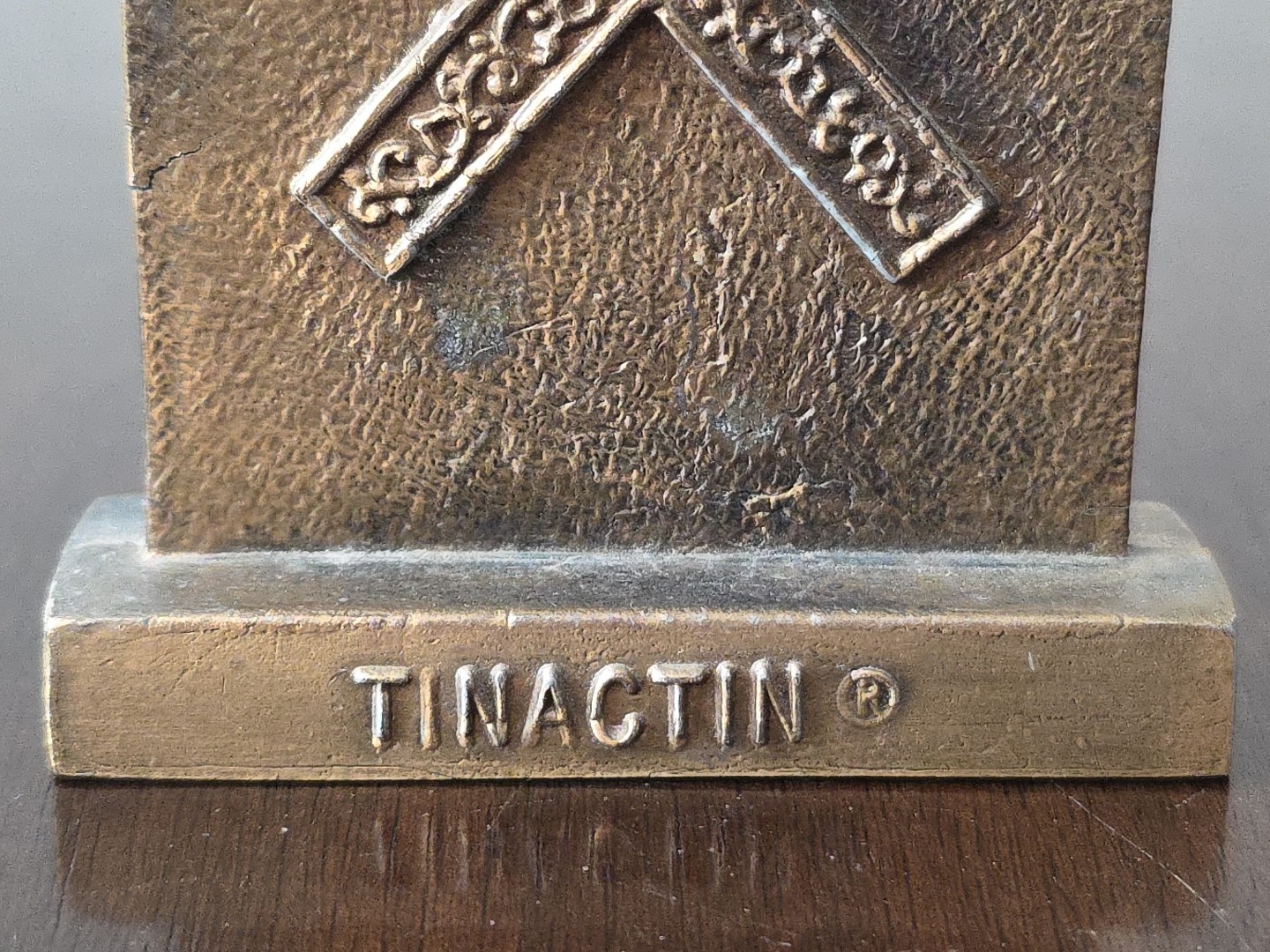 Vintage Pharmacy Brass Paperweight Tinactin Promotion Advertising Symbol 1980
