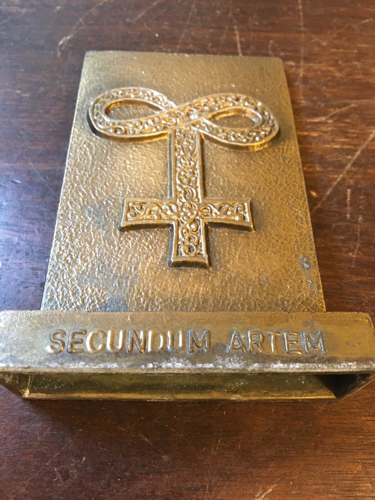 1979 Vintage Brass Pharmacy Stand, Paperweight, Tinactin, Secundum Artem