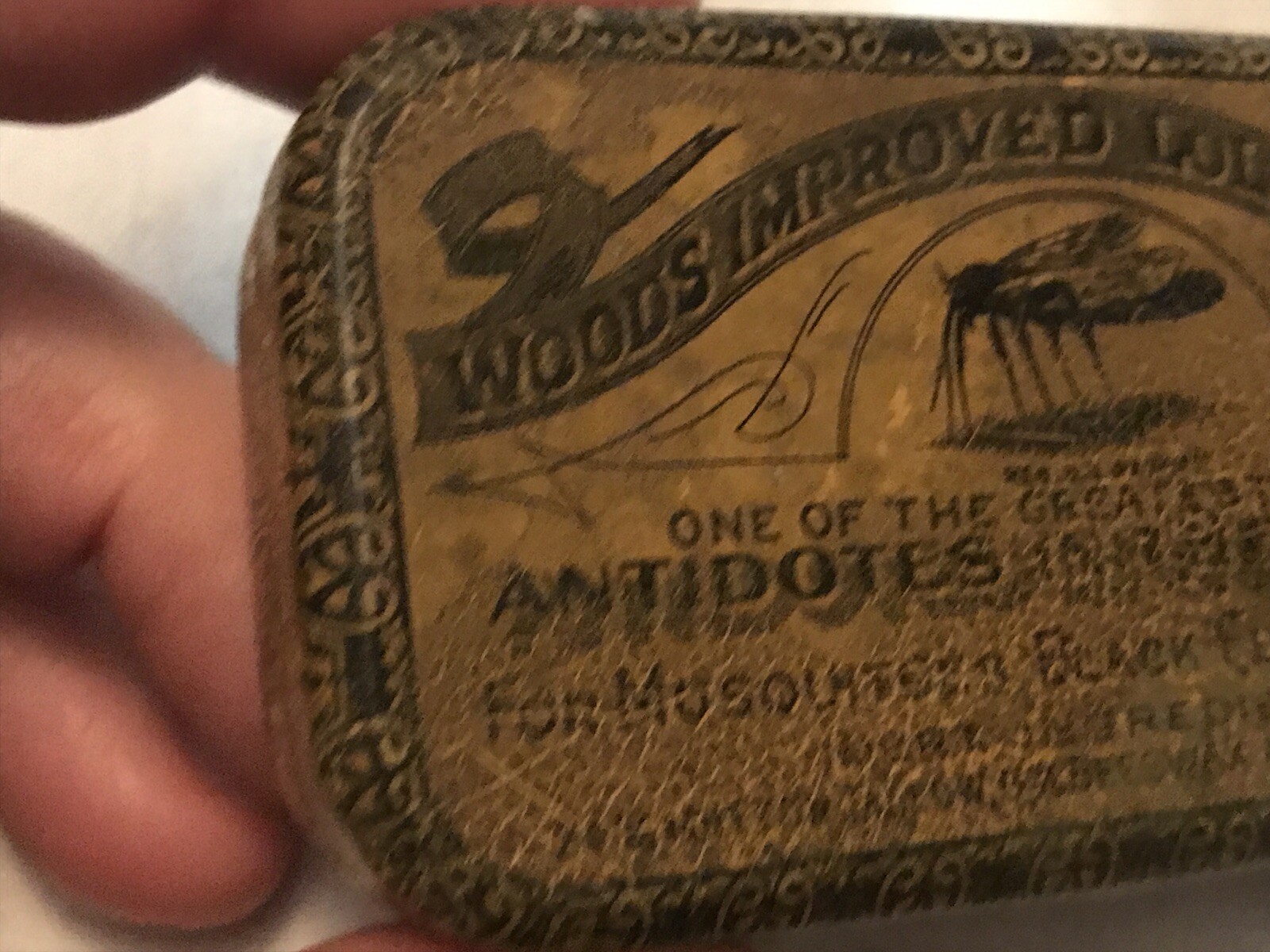 WOODS IMPROVED LOLLACAPOP Bug Bite Antidote Vintage Tin, George Wood, Syracuse