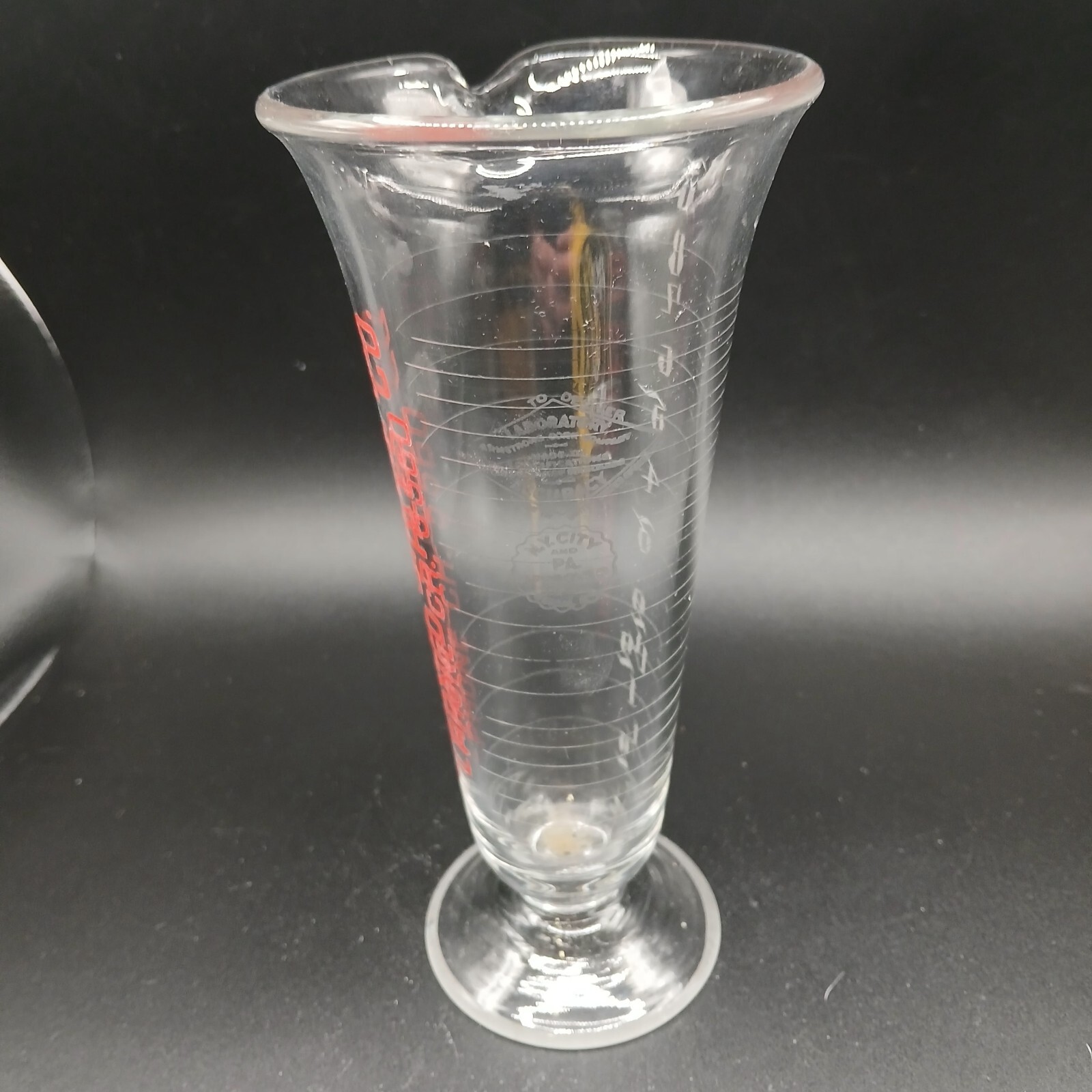 Vintage Advertising Apothacary 8 0z Glass Etched Laboratory Beaker-Larned Sales