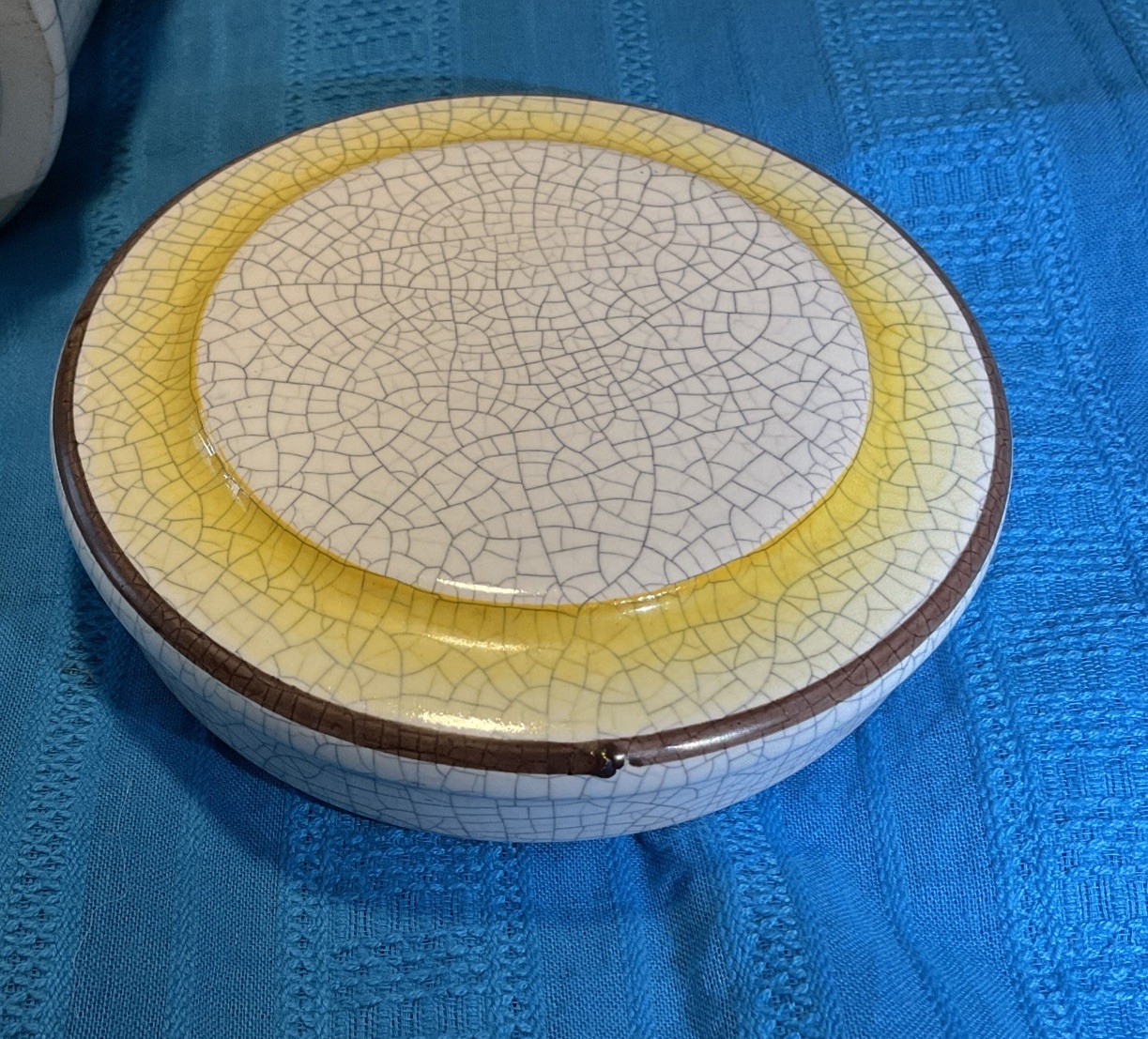 Aloe Pulv. Vintage Apothecary Jar Italian Latin Lid Crackled Rare Vanity Storage