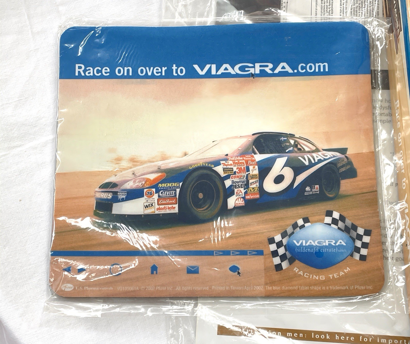 2002 Viagra Pfizer Pharma Promo Drug Rep Race Car Promotional Mouse, Pad, Clip