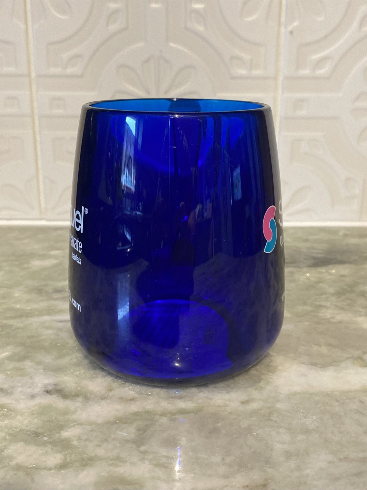 RARE Cobalt Blue Mug Seroquel Pharmaceutical Sales Rep Promotional Heavy Acrylic