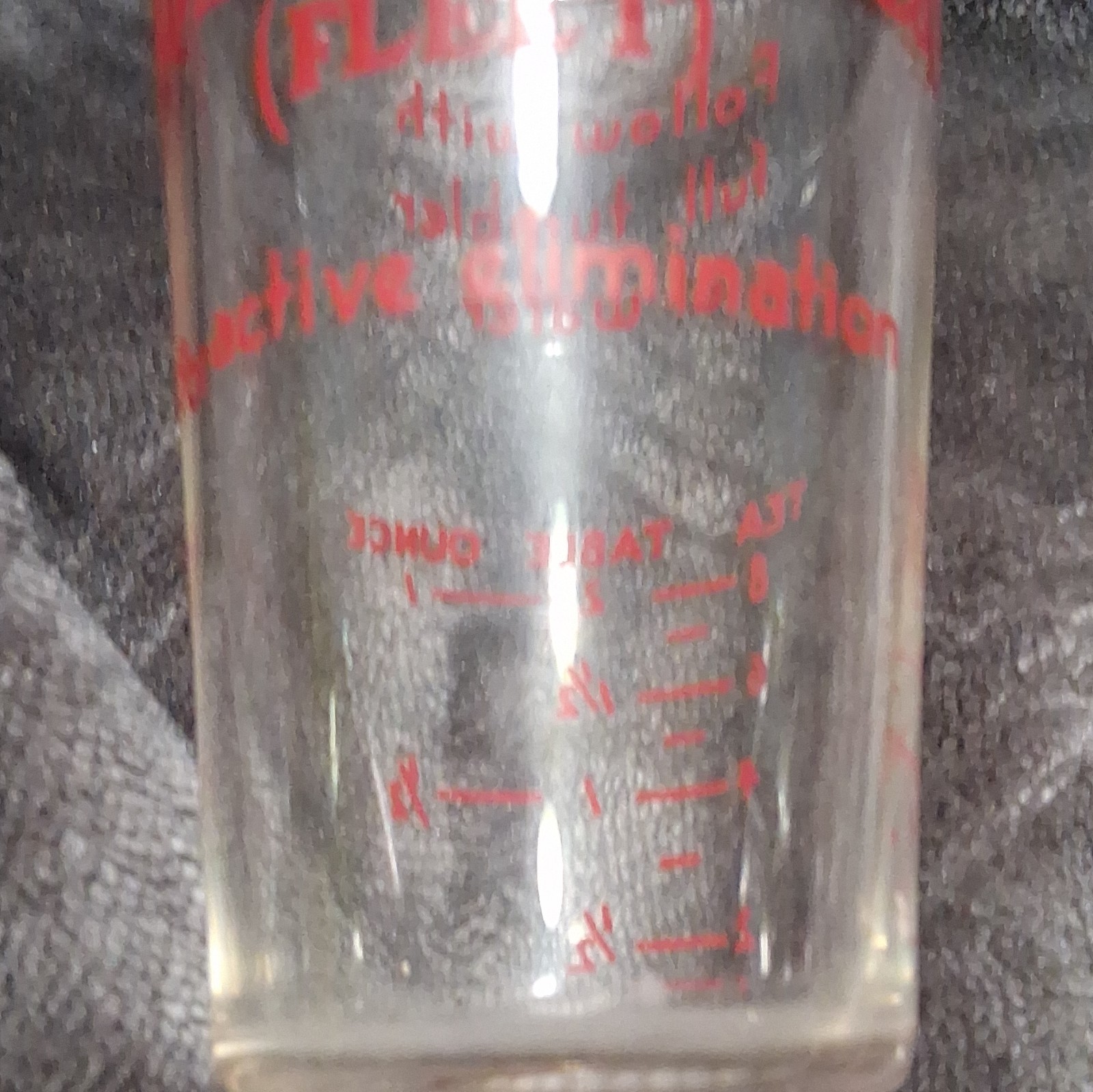 Fleet Phospho-Soda Glass Dosage Measuring Medicine Cup, Red Lettering Markings