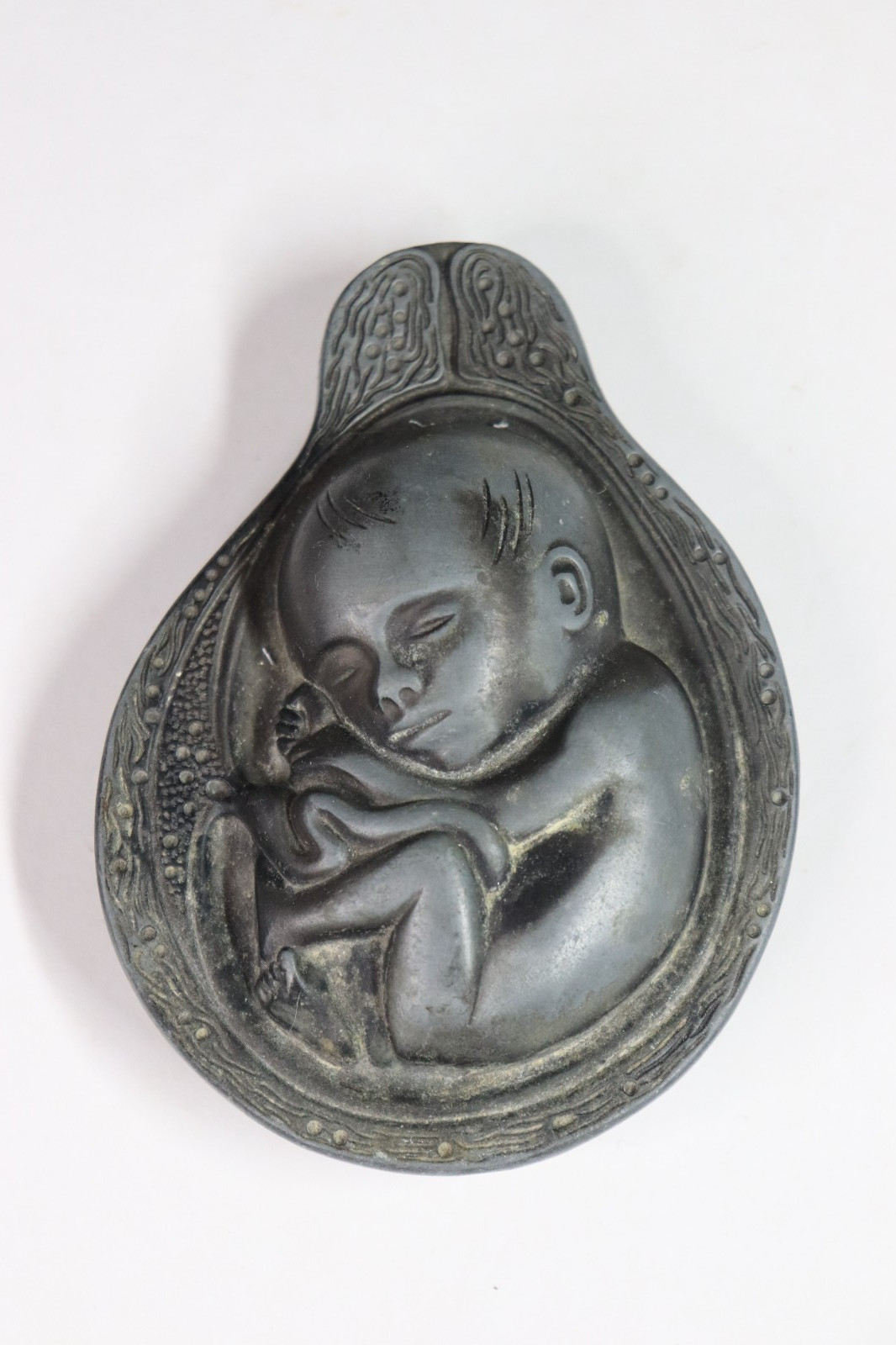 VTG Tabron Metal Paperweight Salesman Sample Gift Fetal Baby Parke-Davis (s824)