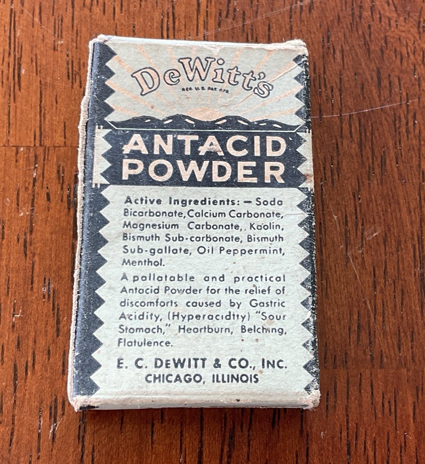 Vintage DeWitt’s Antacid Powder Empty 4 Oz Sample Box