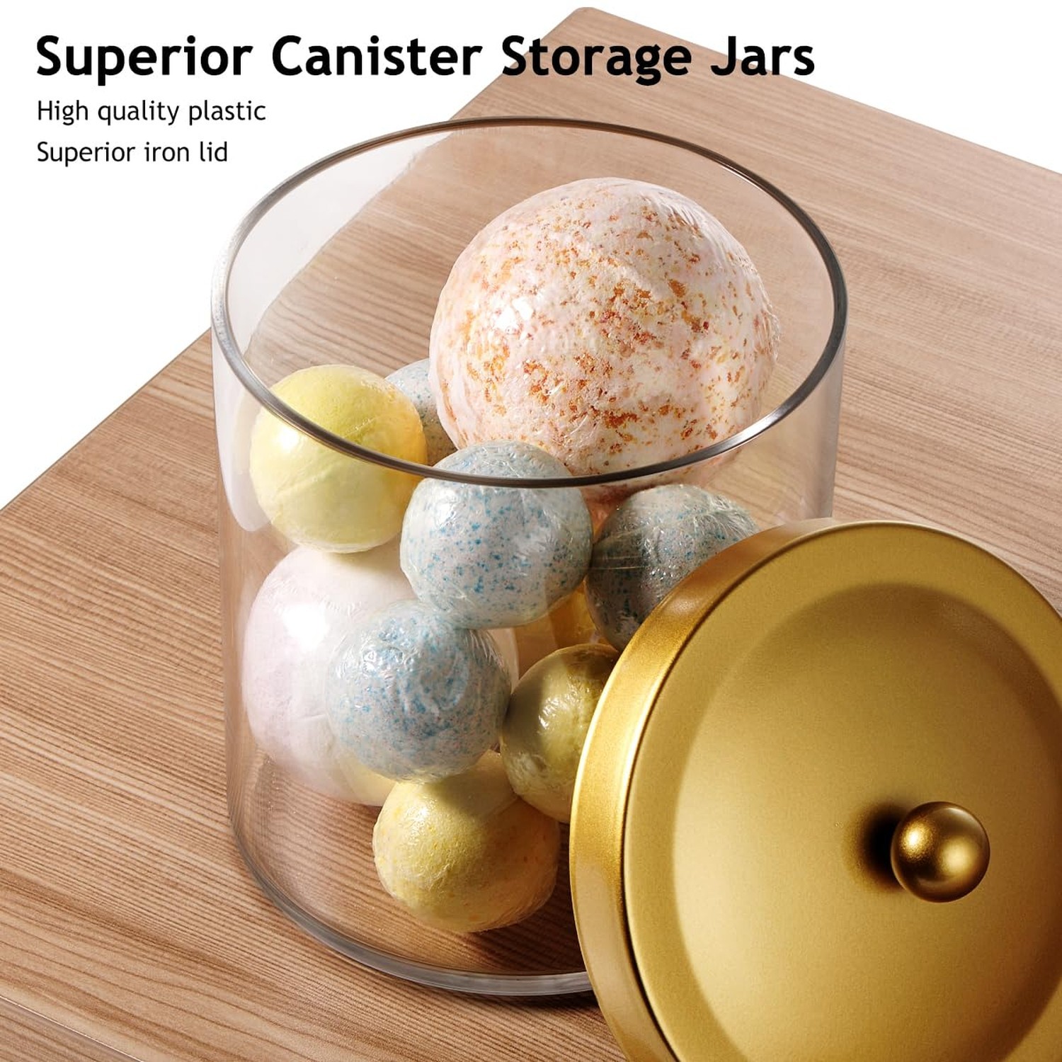 SheeChung 3 Pack 50 Ounce Large Clear Apothecary Jar with Gold Rust-Proof Lid…