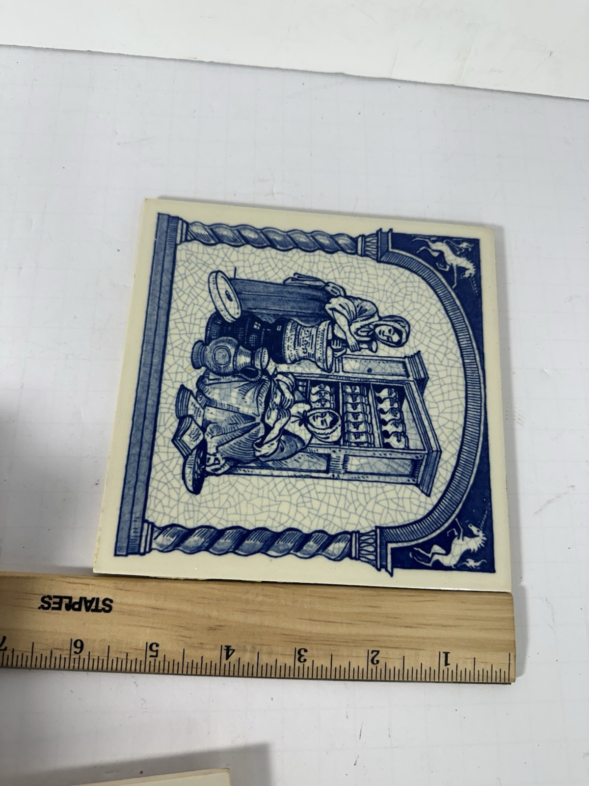 Vintage Blue Delft Tile Uroscopy Pharmacy Scholarship Program Apothecary 1 READ