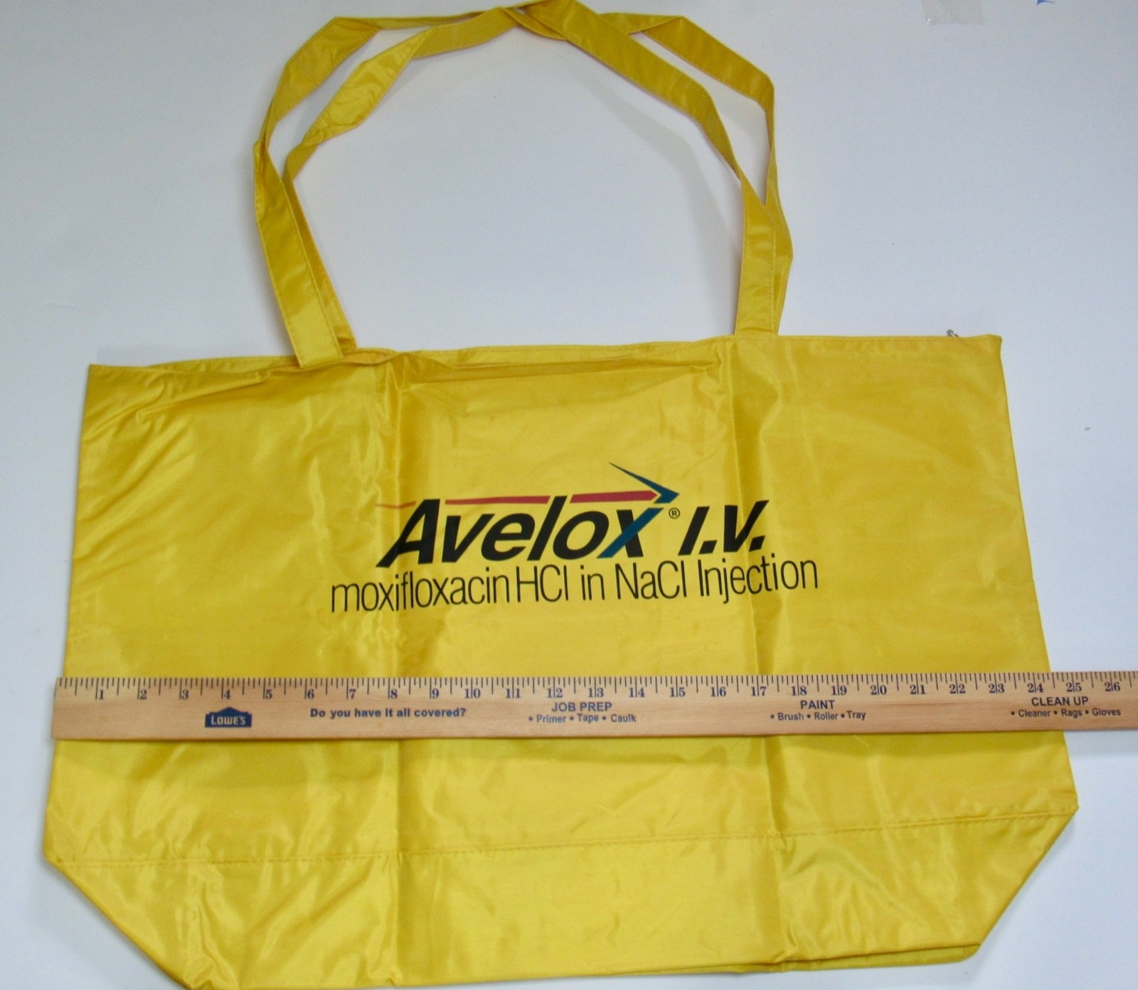 Huge Avelox Vinyl Zippered Tote Drug Rep Pharmaceutical Promo Advertising Yellow