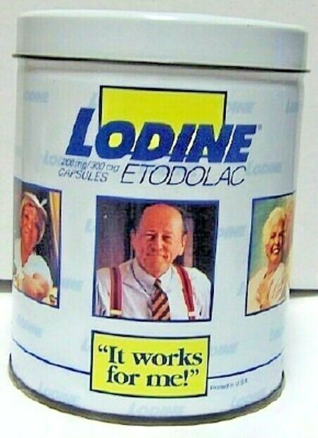LODINE IT WORKS FOR ME 1991 DRUG REP LOGO TIN