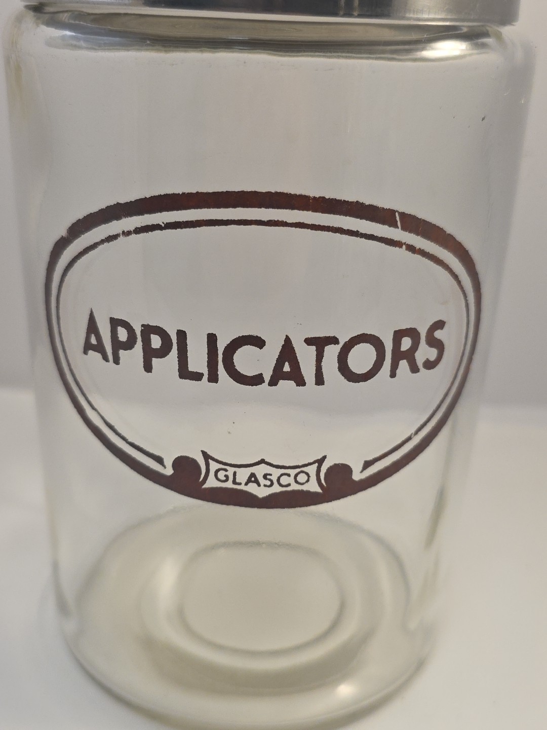 VINTAGE Glasco APPLICATOR APOTHECARY MEDICAL DOCTOR JAR WITH LID