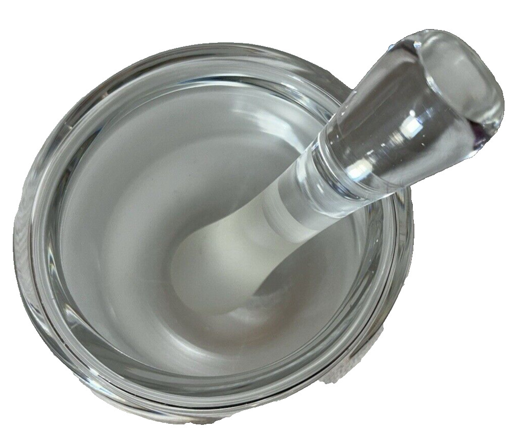 Frosted Glass Mortar & Pestle ~Heavy 5.5″ x 5″ ~ 7″ Long Pestle