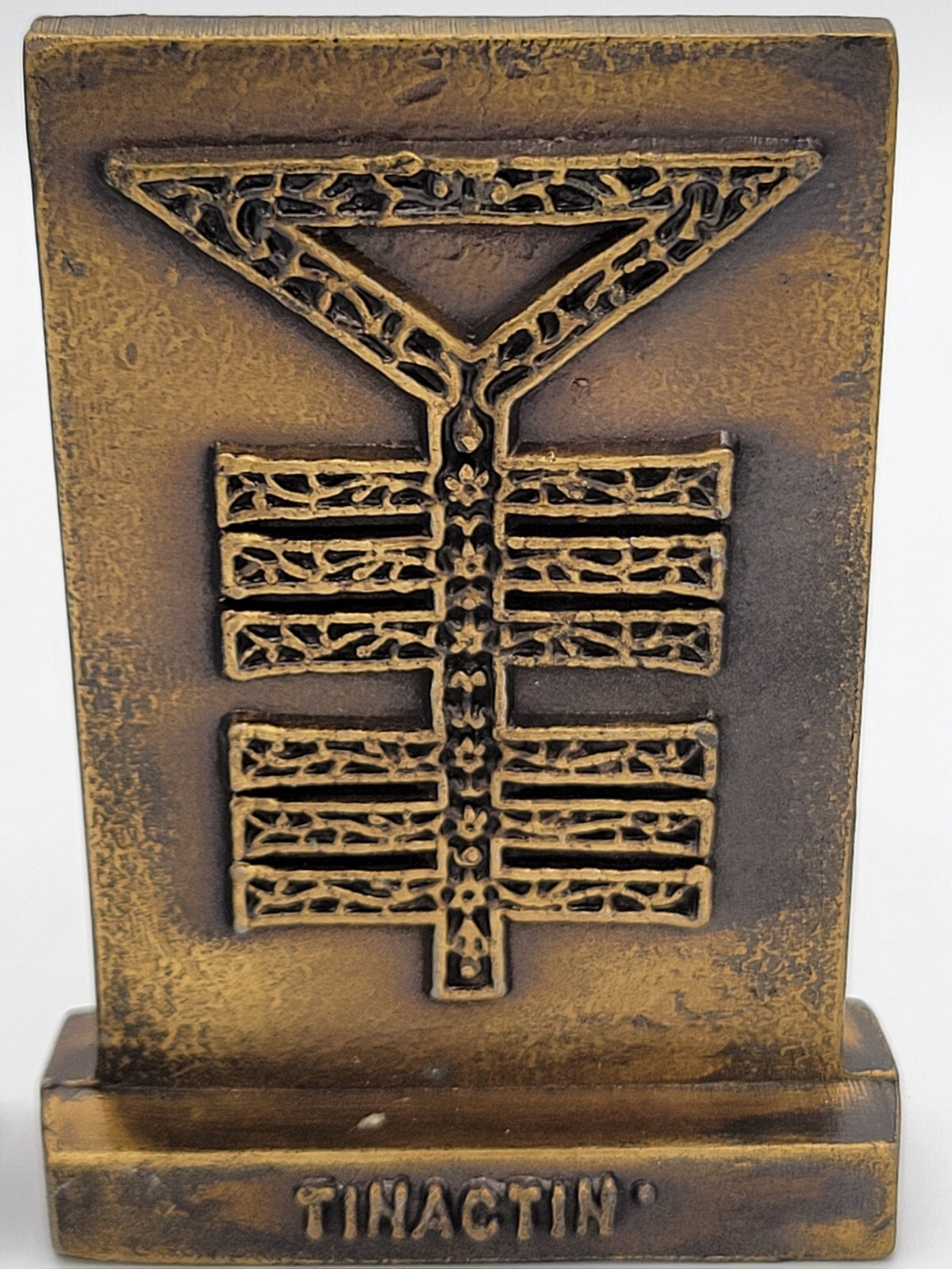 1977-79 Tinactin Apothecary Symbols Pharmacy 2 Bronze Metal Paperweight Bookends