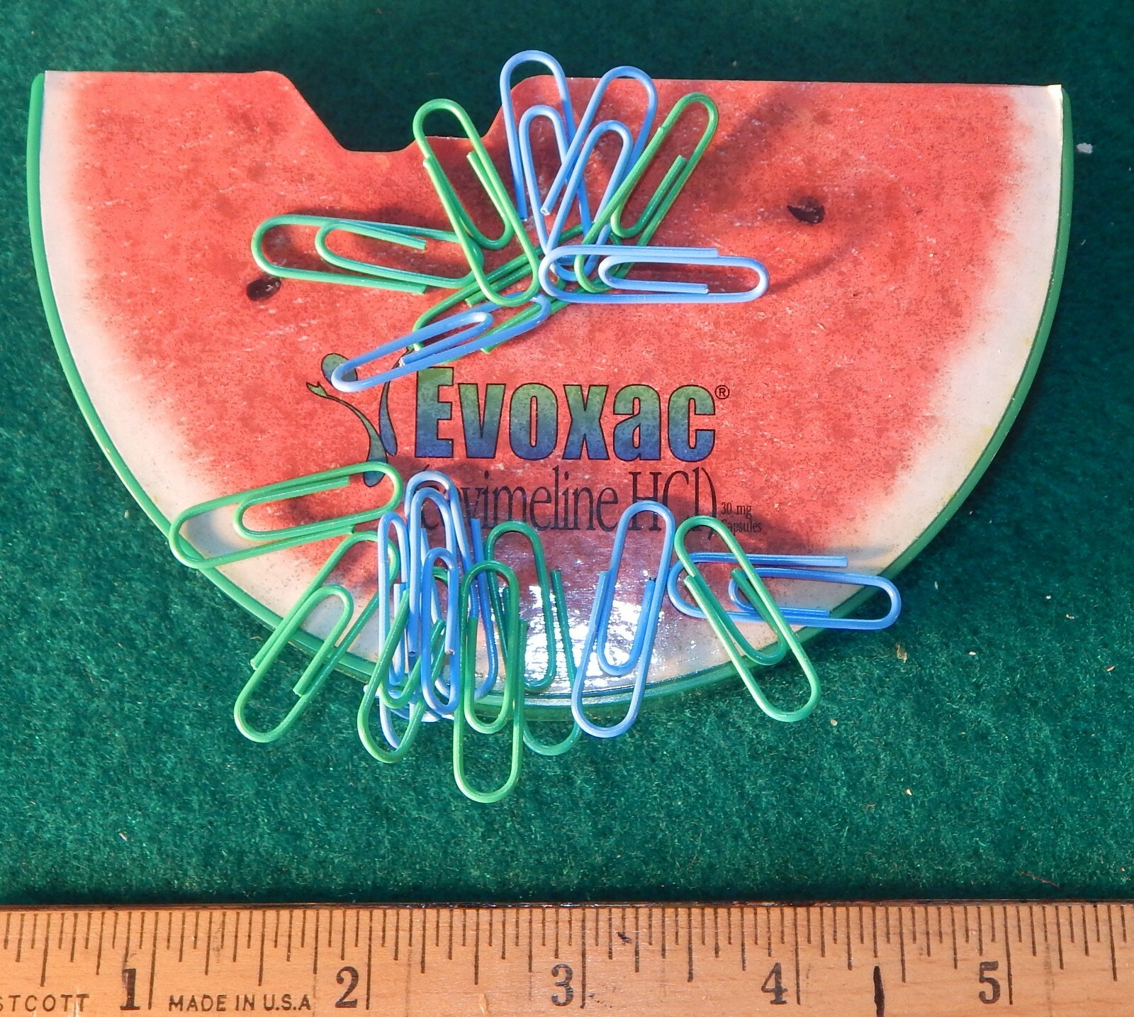 Watermelon 5X3X1″ Magnetic Paper Clip Holder & Clips Evoxac Pharma Drug Rep NIB
