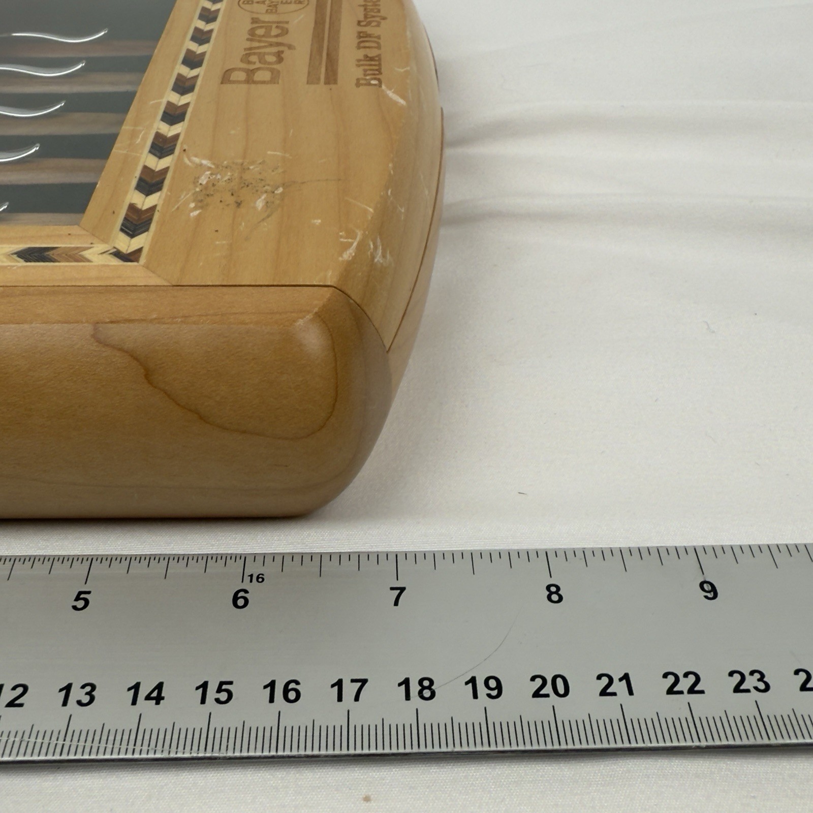 VTG Bayer Pharmaceutical Advertising Desk Display Wood Pen Holder Promo
