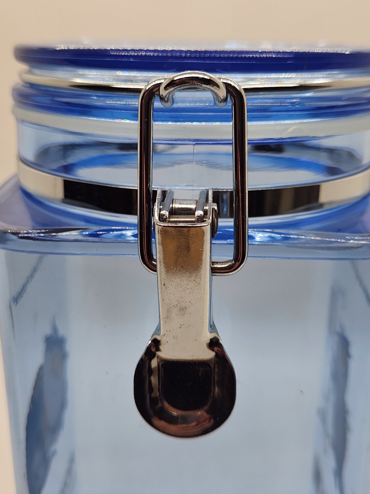 Vintage Pharmaceutical Drug Rep Protonix IV Clear Blue Plastic Canister Jar