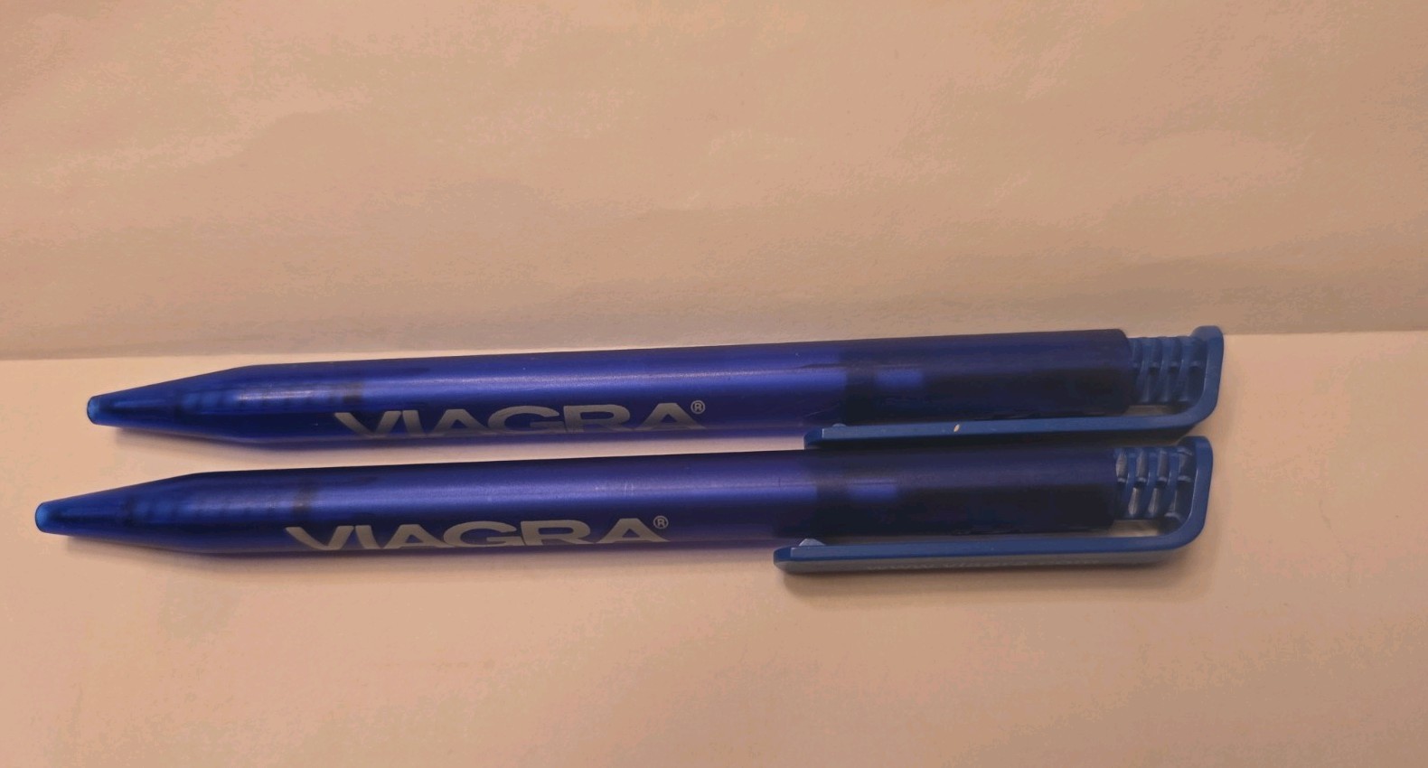 Viagra Plastic Pens x2 Dark Blue Plastic Body Pharmaceutical Drug Rep Promo