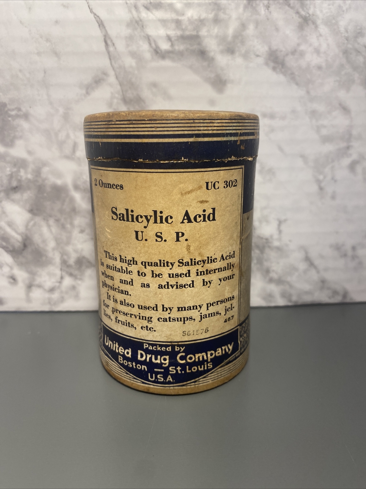 Vintage Puretest Cardboard Container United Drug Company Rexall Salicylic Acid