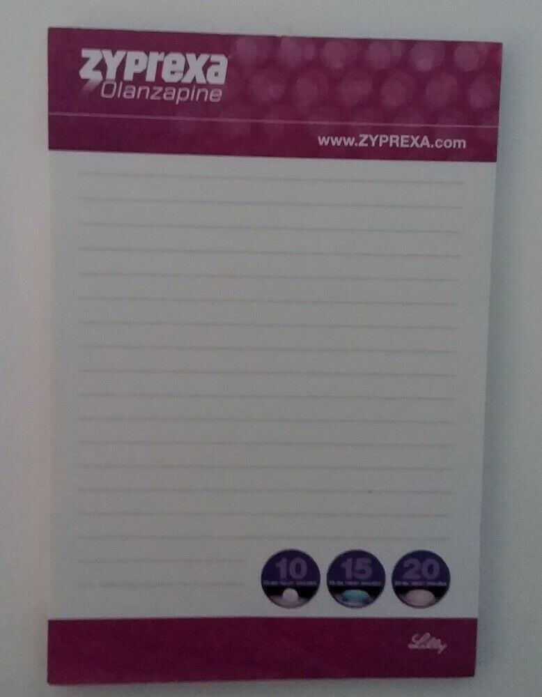ZYPREXA (4″ X 6″) Pharmaceutical DRUG REP POST-IT NOTE PAD – PLUM