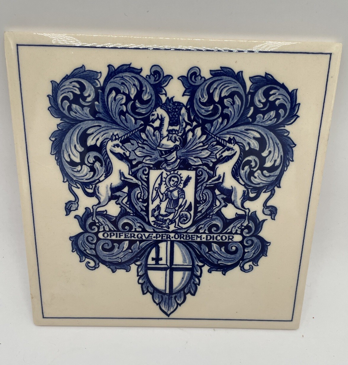 BURROUGHS WELLCOME Pharmacy Pill Tile Handmade DELFT Apollo god Of Healing