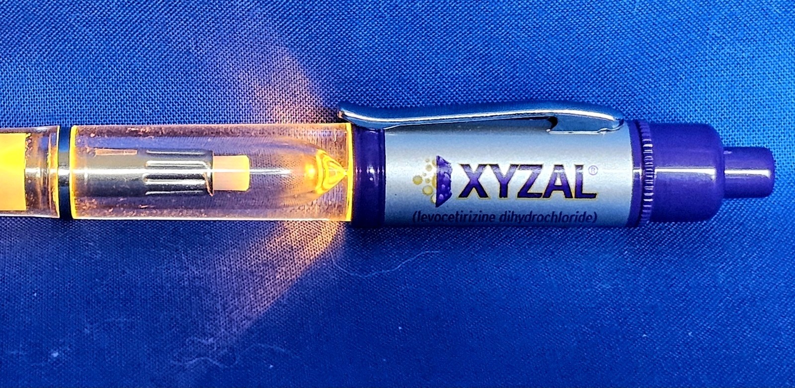 XYZAL 4 Drug Rep Ink PEN Light Up Purple Gold Collectible Pharmaceutical Medical