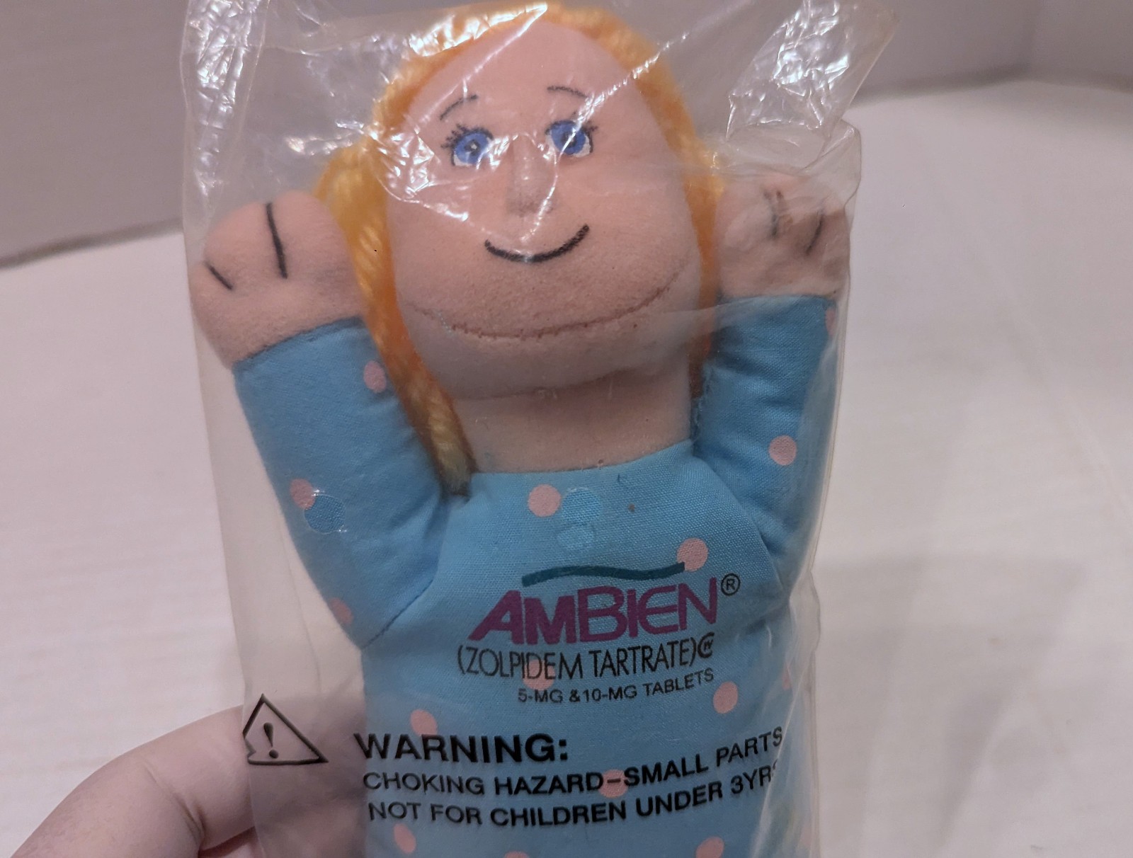 Vintage AMBIEN Sleepy Girl Plush Beanbag Doll – Pharmaceutical Rep Promo – RARE!