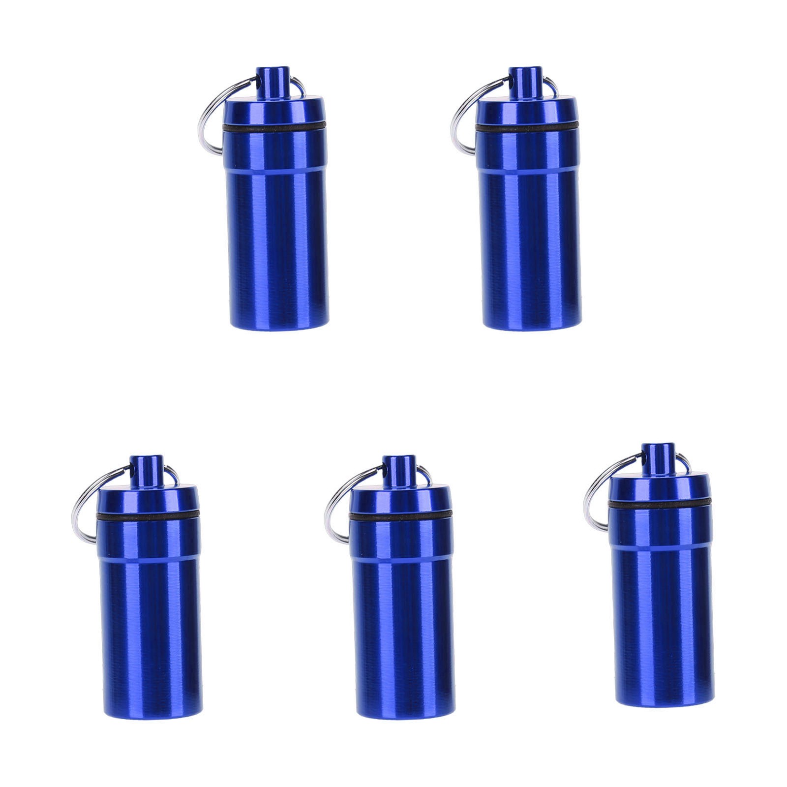 2-5pcs Mini Keychain Tablets Case Water Proof Outdoor Tablets Container Blue
