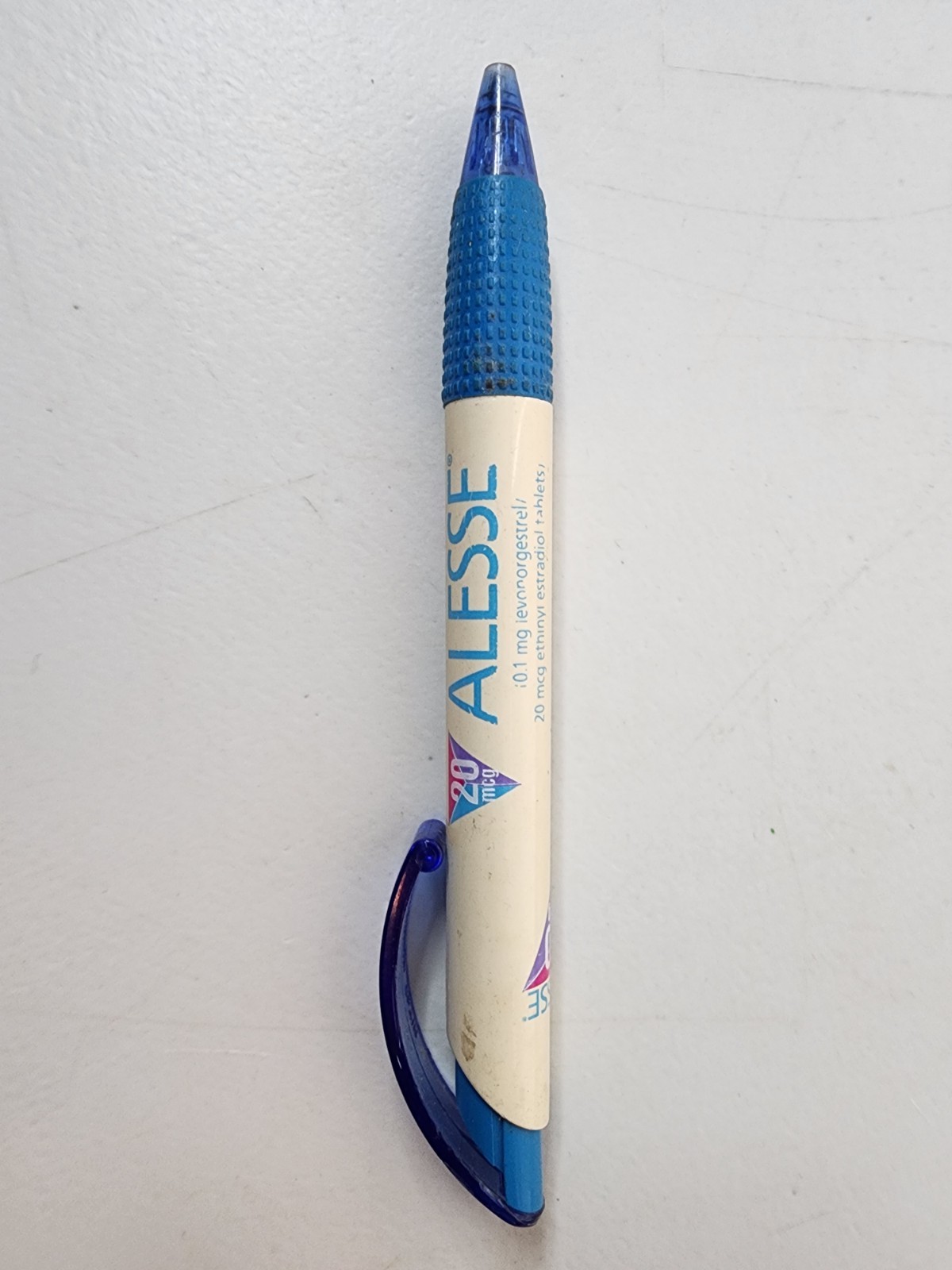 Alesse pharmaceutical drug rep pen Clicker Top With Black Ink gripper & clip