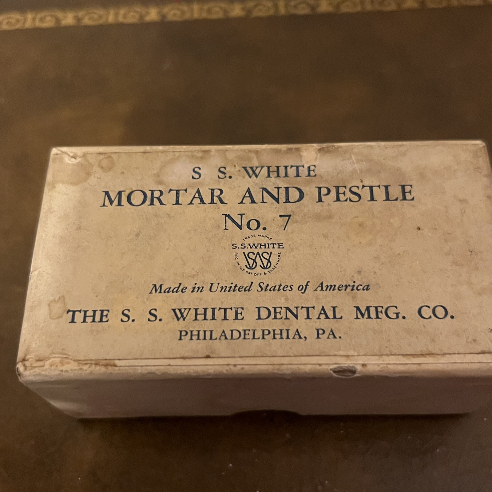 Vintage S.S. White Dental Mortar And Pestle No. 7