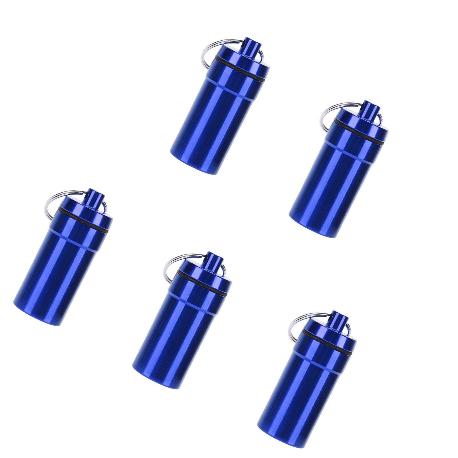 2-5pcs Mini Keychain Tablets Case Water Proof Outdoor Tablets Container Blue