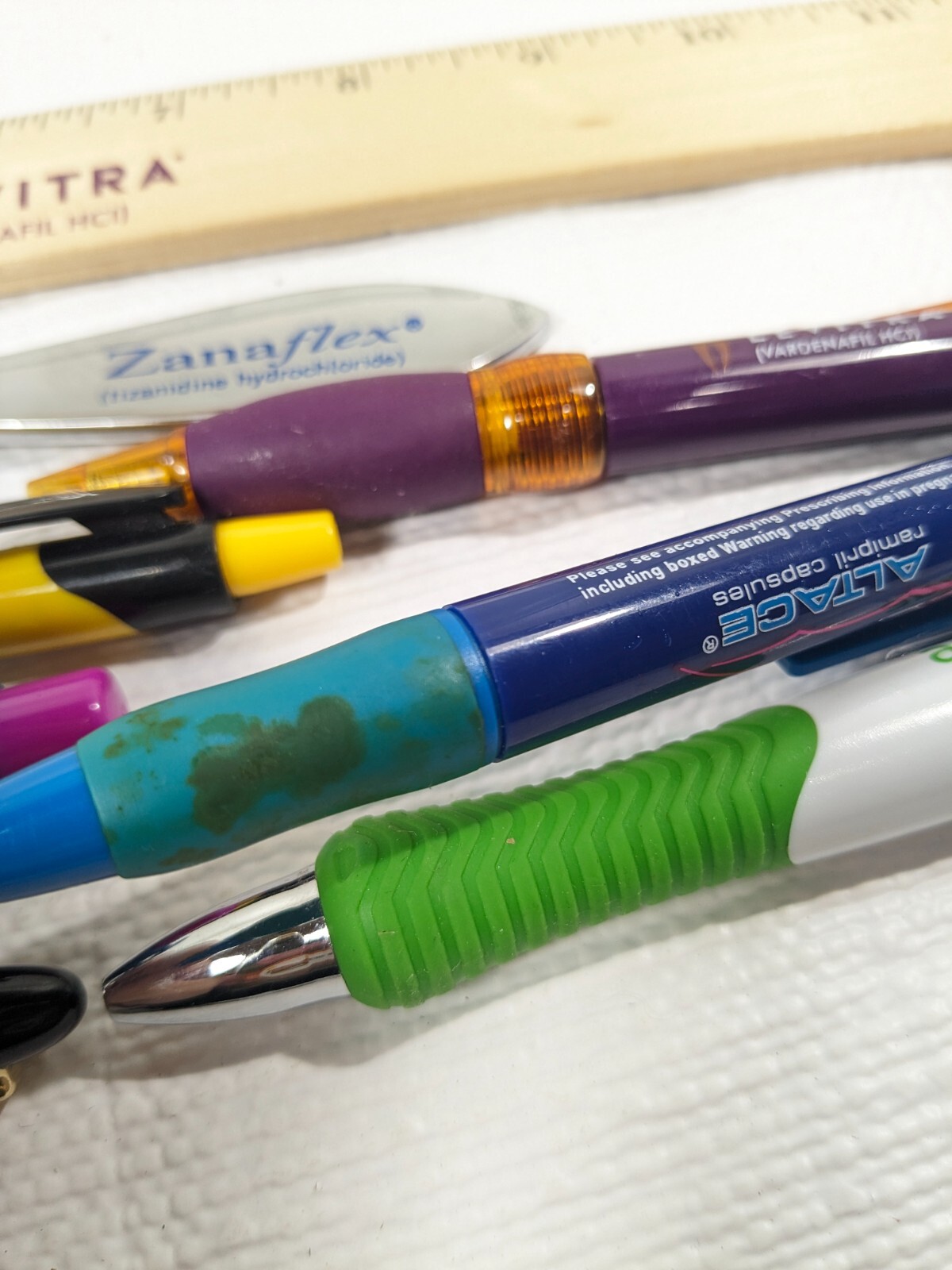 Pharmaceutical drug promo rep pen ruler hammer SET Altace Amitiza Levitra Avinza