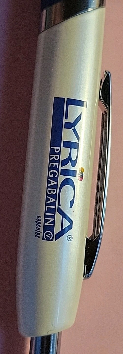 Lot (2) Drug Rep Lyrica Pregabalin Pfizer Collectible Heavy Metal Pen RARE