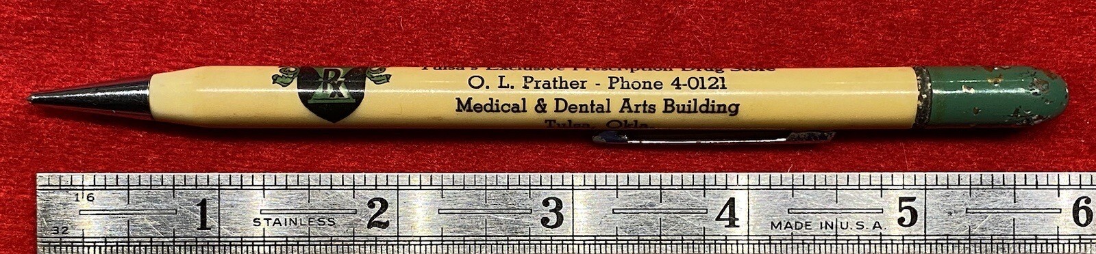 1940c *MEDICAL ARTS PRESCRIPTION SHOP* (DRUG STORE) TULSA, OK MECHANICAL PENCIL!